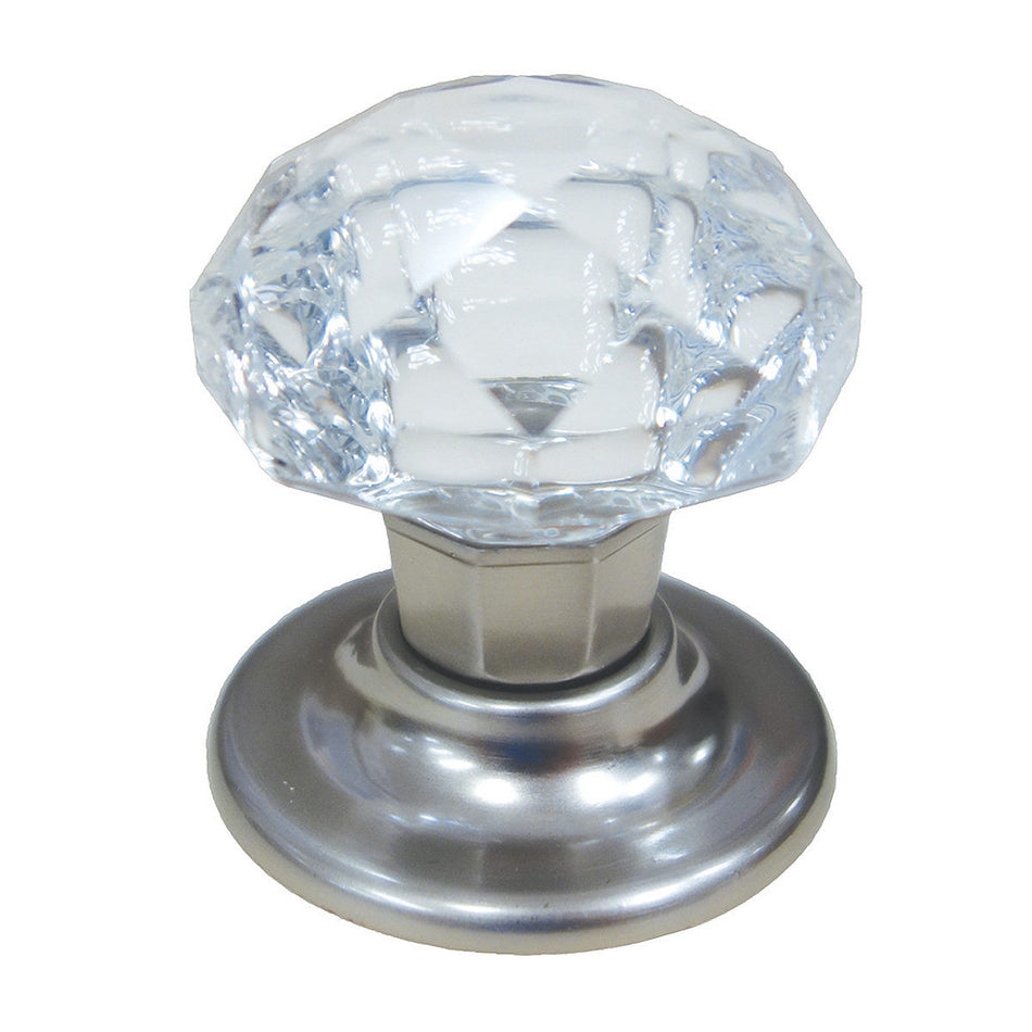 Richelieu BP100903219511: 1-5/16" Eclectic Round Cabinet Knob - Brushed Nickel/Clear Crystal