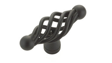 Richelieu BP10555900: 2-3/16" Country Style Birdcage T-Cabinet Knob - Matte Black