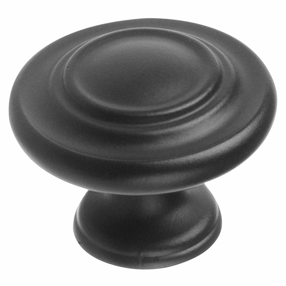 Richelieu BP10734900: 1-3/8" Village Round Cabinet Knob - Matte Black