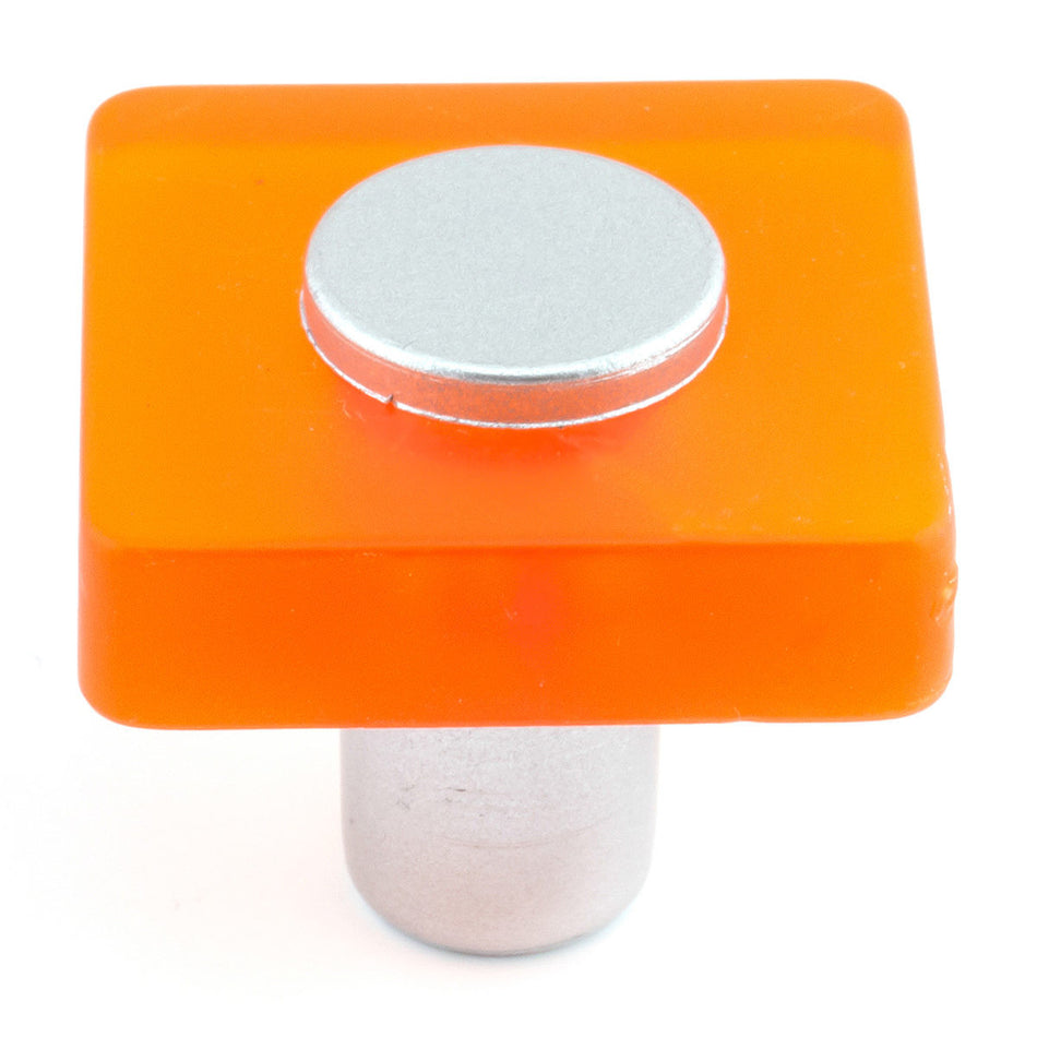 Richelieu BP122503407: 1-3/16" Eclectic Square Cabinet Knob - Orange Plastic