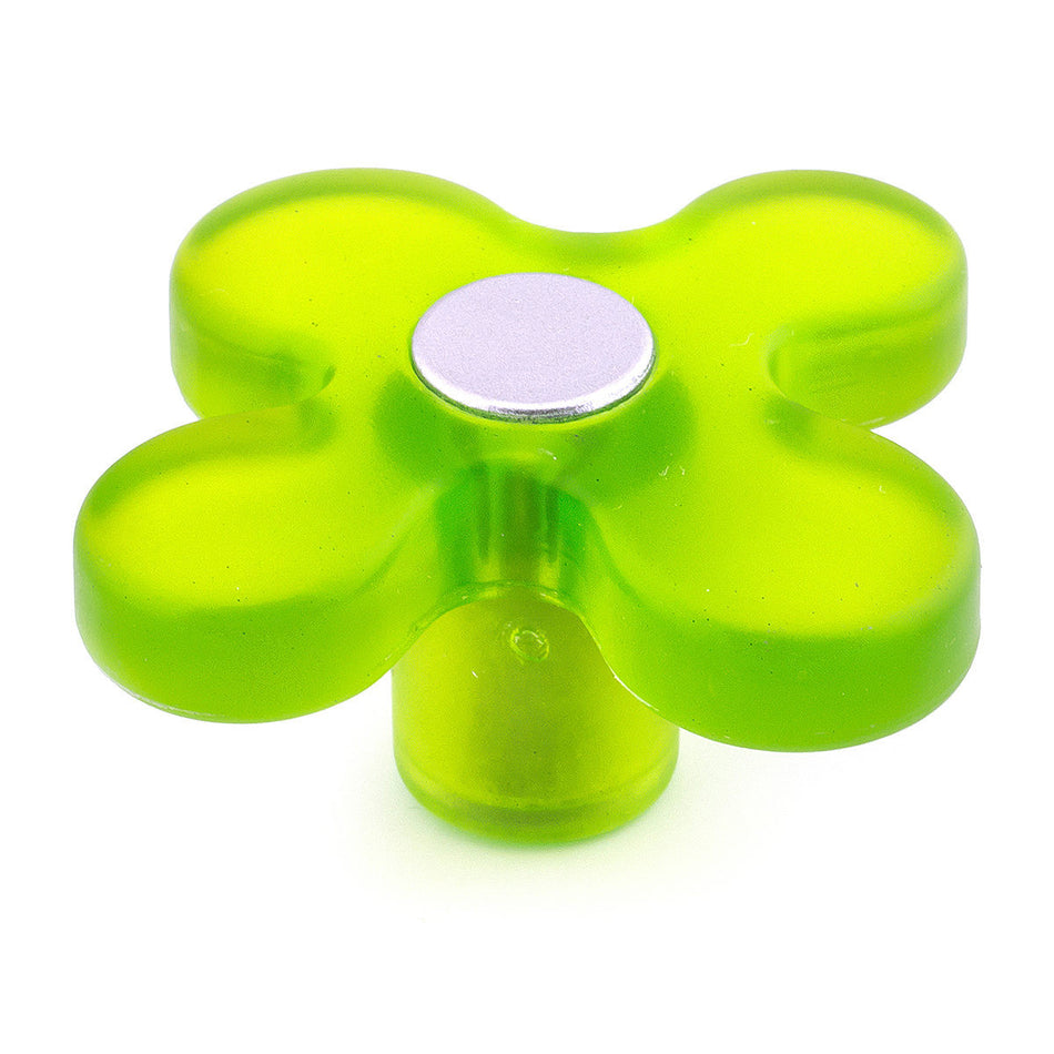 Richelieu BP1225034119: 1-3/4" Eclectic Flower Cabinet Knob - Frosted Green Plastic