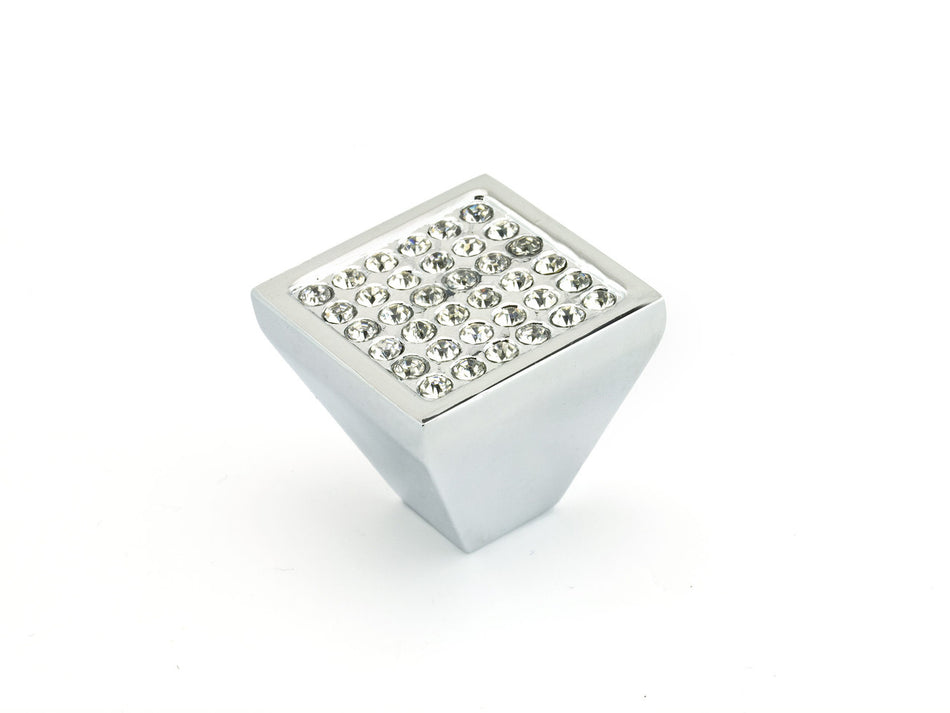 Richelieu BP123403414001: 1" Contemporary Tapered Cabinet Knob - Polished Chrome/Clear Crystal