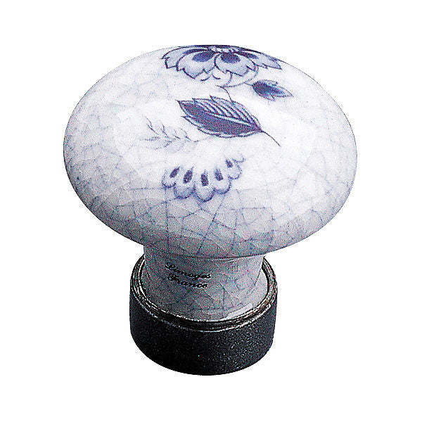 Richelieu BP13535908332: 1-3/8" Traditional Cabinet Knob - White Porcelain/Forged Iron