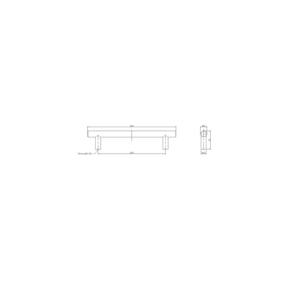 Richelieu BP205128900: 128mm cc Roosevelt Round Bar Cabinet Pull - Matte Black