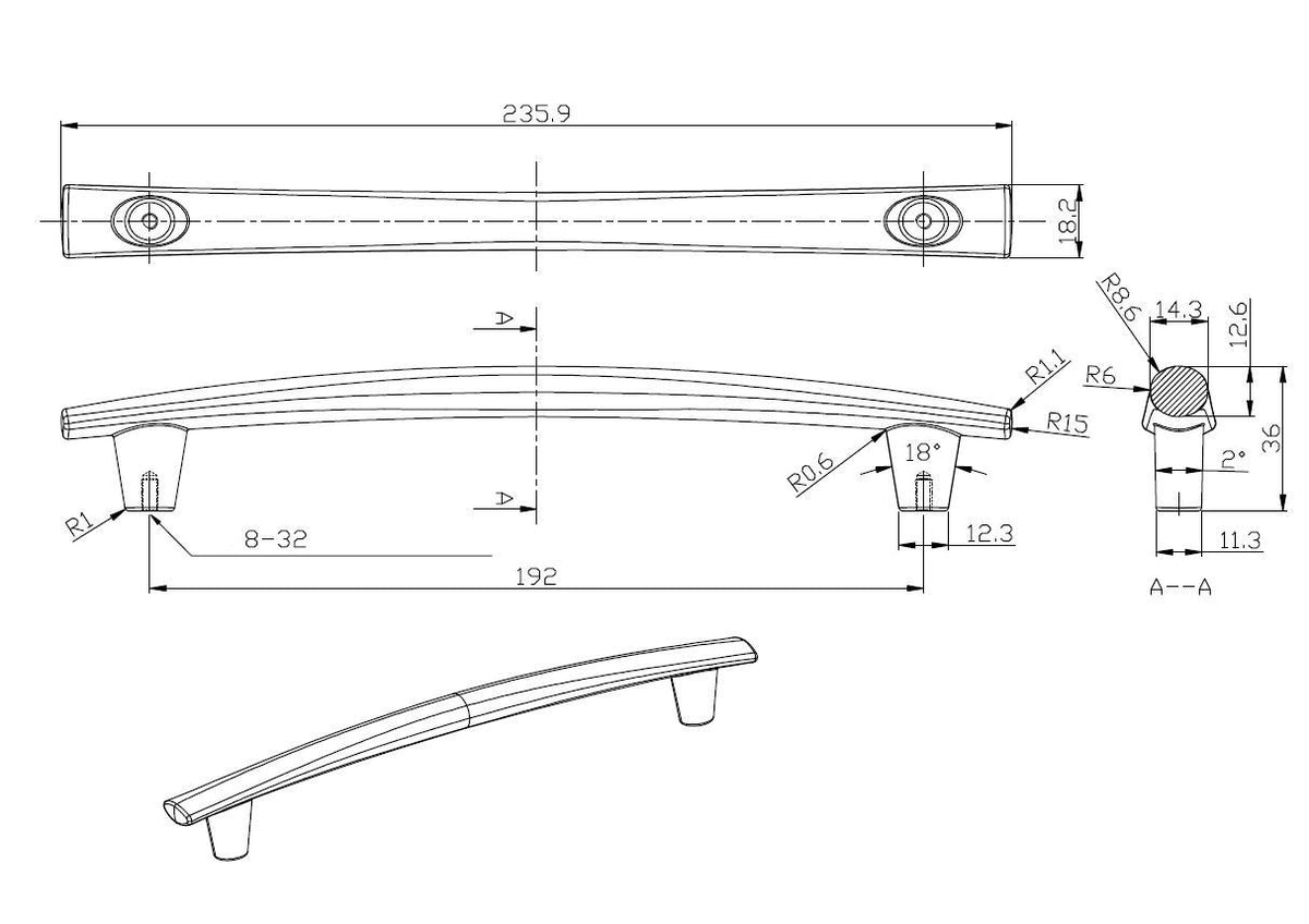 Richelieu BP2323192195: 192mm cc Kensington Cabinet Pull - Brushed Nickel