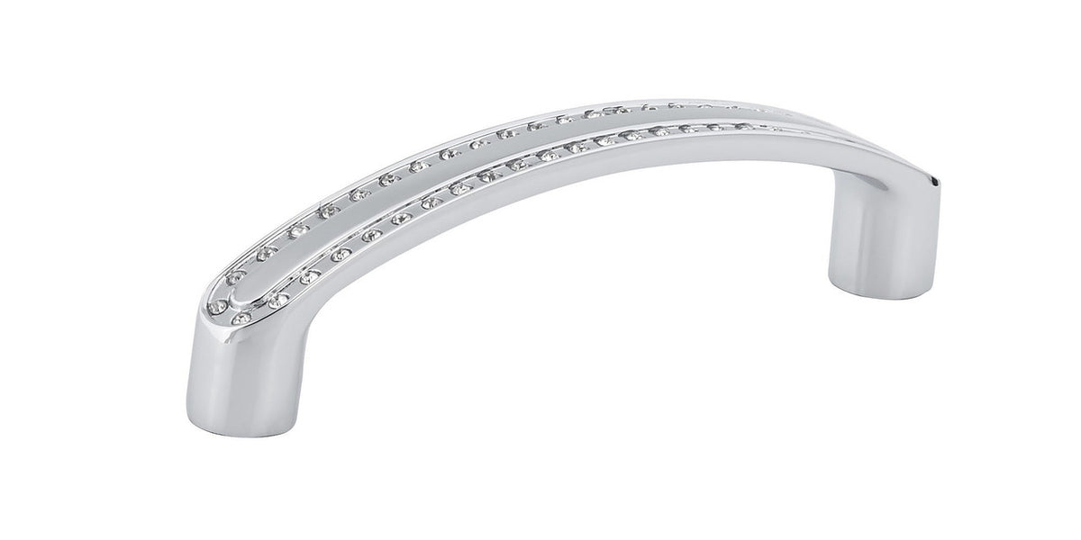 Richelieu BP272709614001: 96mm cc Contemporary Cabinet Pull - Polished Chrome/Clear Crystal