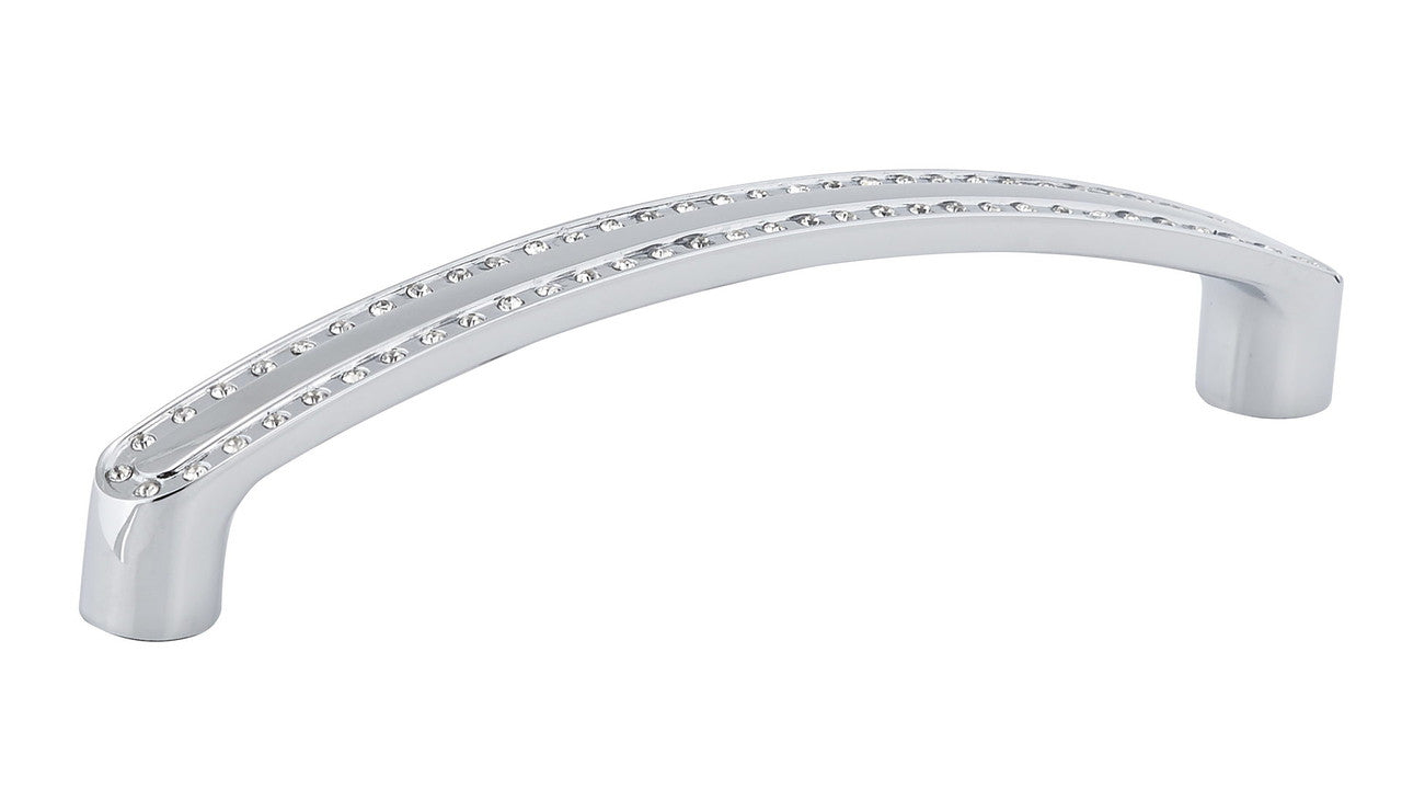 Richelieu BP272712814001: 128mm cc Contemporary Cabinet Pull - Polished Chrome/Clear Crystal