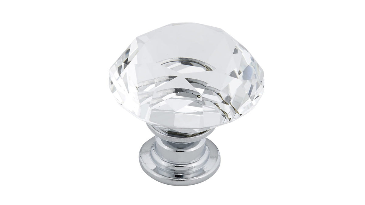 Richelieu BP2828023014011: 1-3/16" Bolzano Round Cabinet Knob - Clear, Chrome
