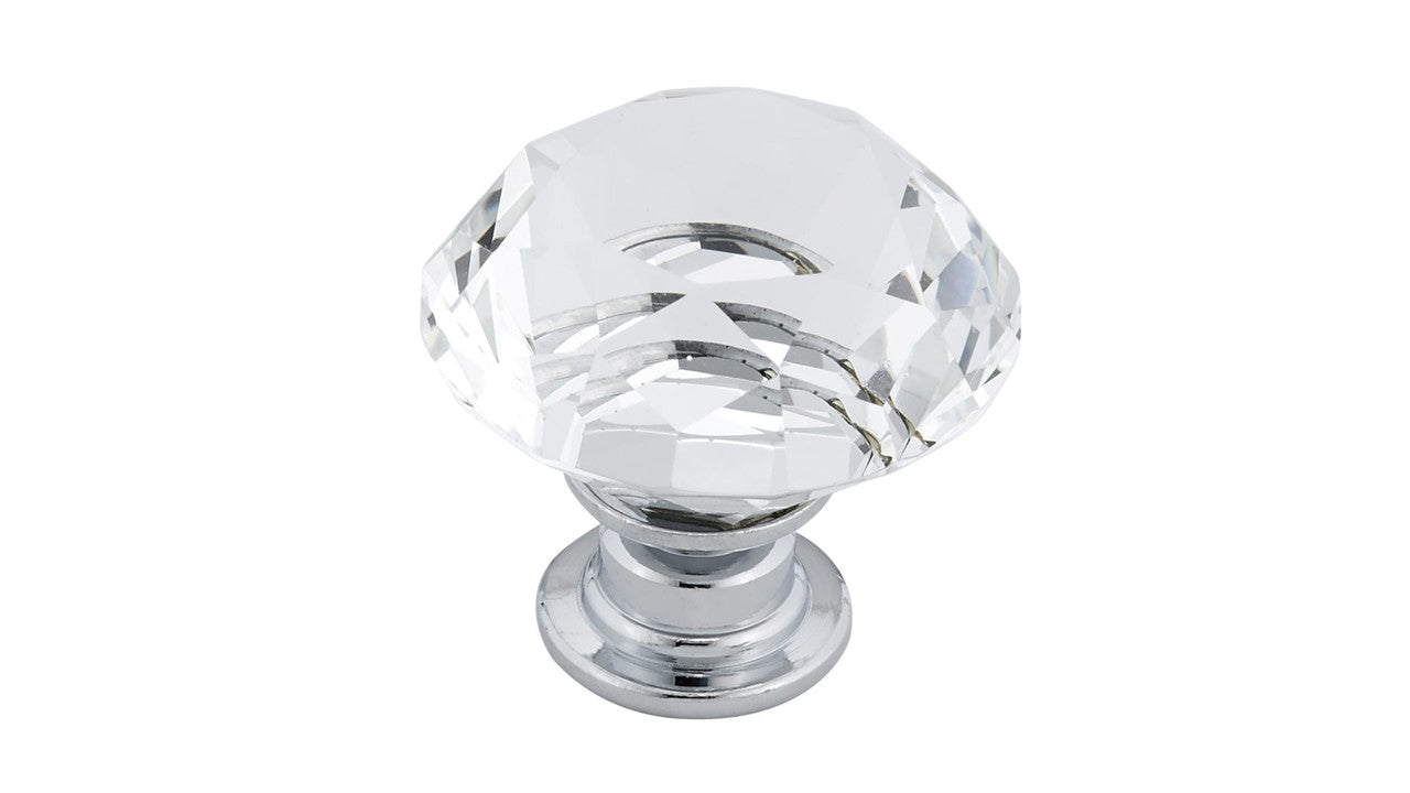 Richelieu BP2828023014011: 1-3/16" Bolzano Round Cabinet Knob - Clear, Chrome