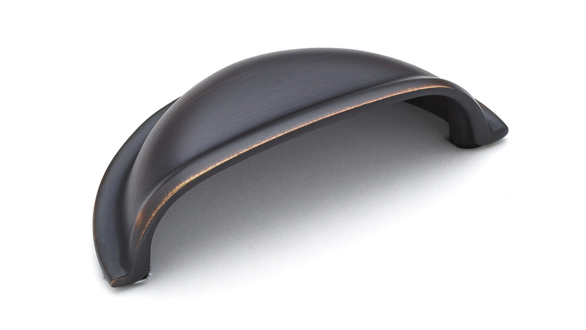 Richelieu BP30388BORB: 3" cc Kirkland Cup Cabinet Pull - Brushed Oil Rubbed Bronze