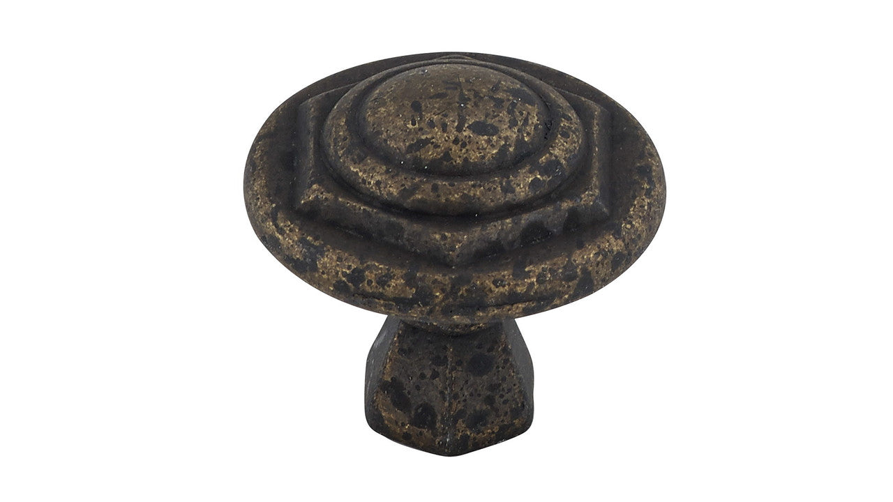 Richelieu BP30827138: 1-1/16" Art Deco Cabinet Knob - Spotted Bronze
