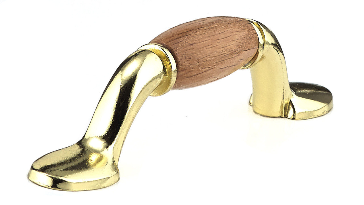 Richelieu BP3801130251: 3" cc Cherbourg Cabinet Pull - Polished Brass/Oak