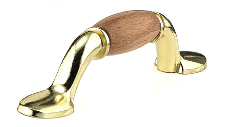 Richelieu BP3801130251: 3" cc Cherbourg Cabinet Pull - Polished Brass/Oak
