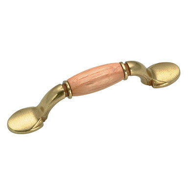Richelieu BP3801BB251: 3" cc Cherbourg Cabinet Pull - Burnished Brass/Oak
