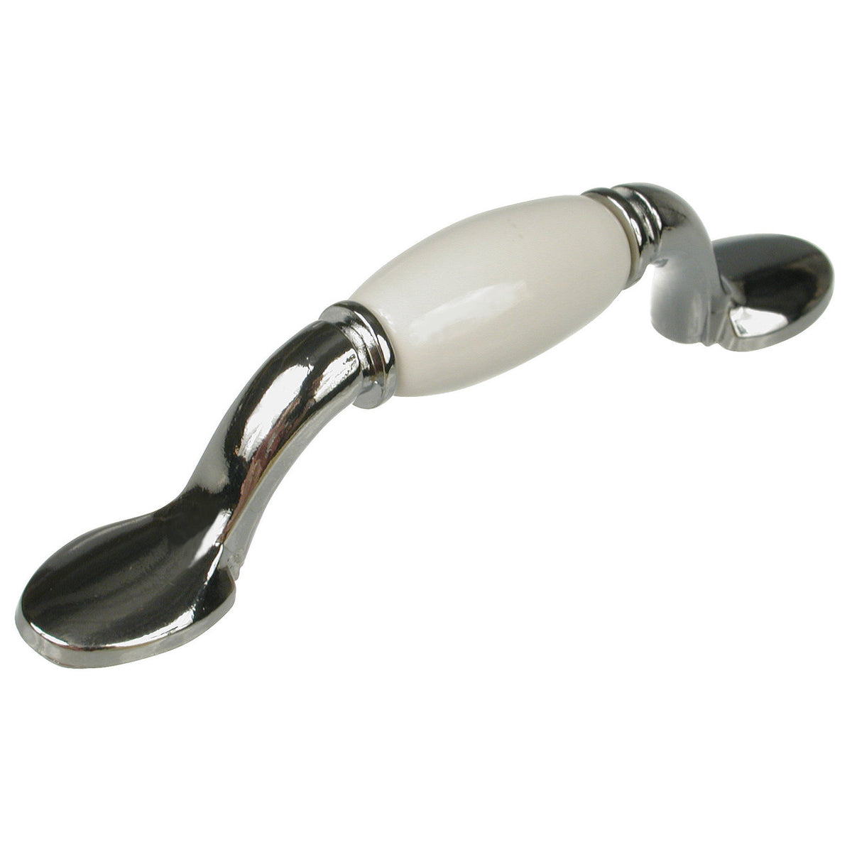 Richelieu BP380214030: 3" cc Cherbourg Ceramic D-Handle Cabinet Pull - Polished Chrome/White