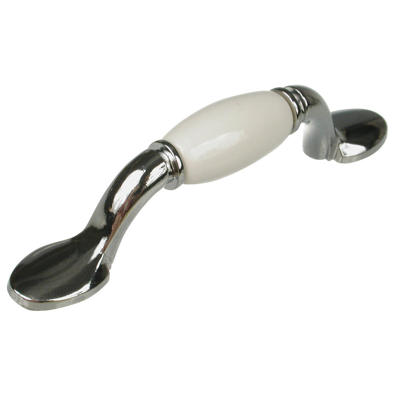 Richelieu BP380214030: 3" cc Cherbourg Ceramic D-Handle Cabinet Pull - Polished Chrome/White