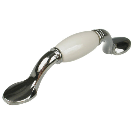 Richelieu BP380214030: 3" cc Cherbourg Ceramic D-Handle Cabinet Pull - Polished Chrome/White