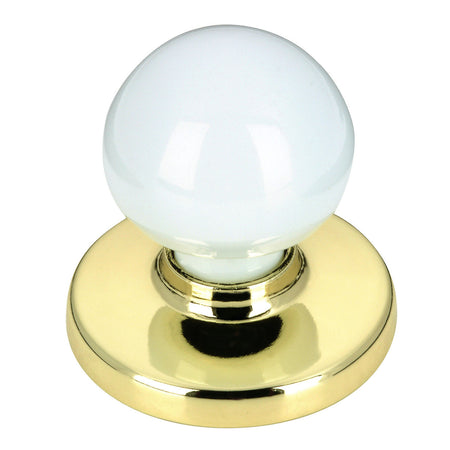 Richelieu BP392213030: 1-1/4" Evanston Wardrobe Knob - Polished Brass/White Porcelain