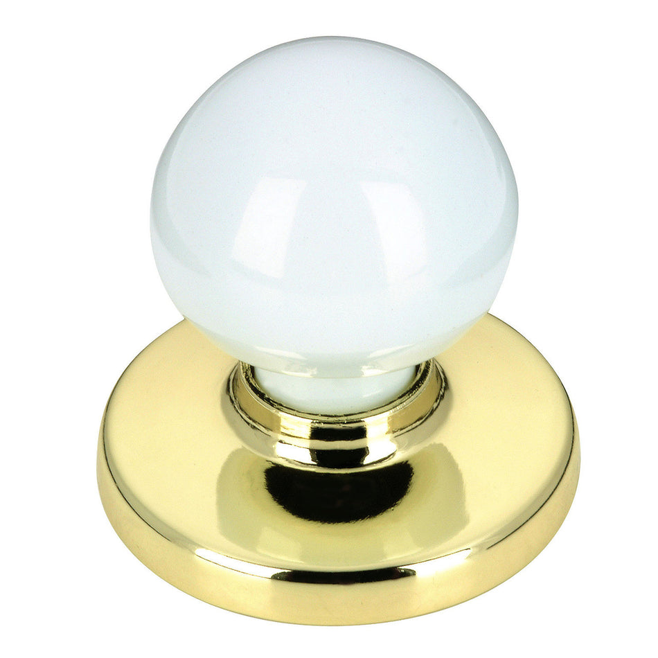 Richelieu BP392213030: 1-1/4" Evanston Wardrobe Knob - Polished Brass/White Porcelain