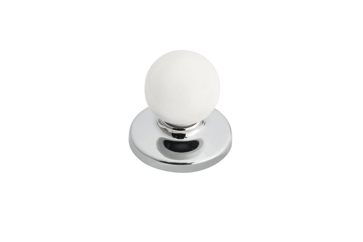 Richelieu BP392214030: 1-1/4" Evanston Wardrobe Knob - Polished Chrome/White Porcelain