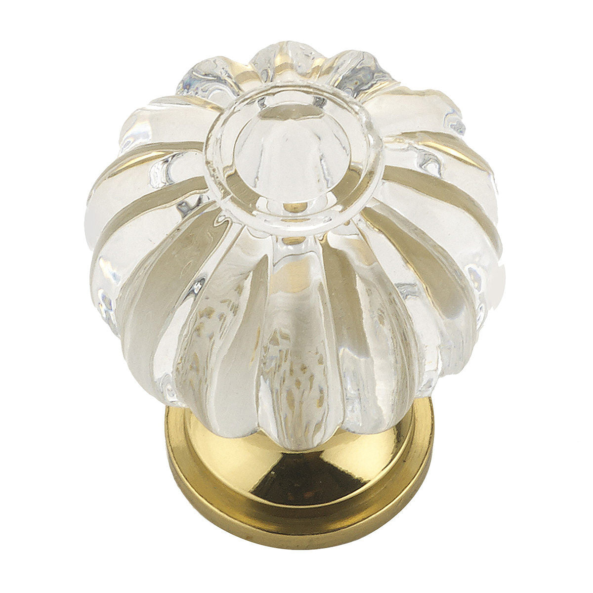 Richelieu BP403511: 1-3/32" Montreuil Cabinet Knob - Polished Brass/Clear Acrylic