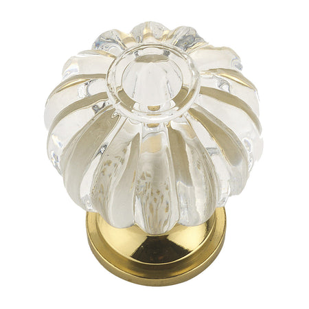 Richelieu BP403511: 1-3/32" Montreuil Cabinet Knob - Polished Brass/Clear Acrylic