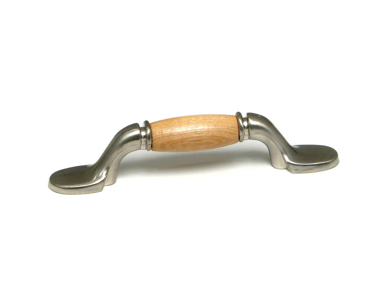 Richelieu BP412195151: 3" cc Cherbourg Cabinet Pull - Brushed Nickel/Maple