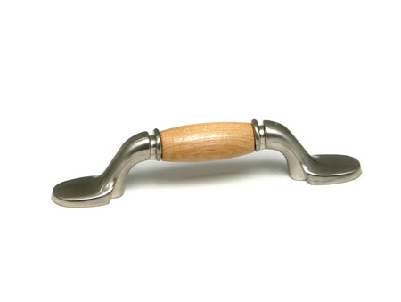 Richelieu BP412195151: 3" cc Cherbourg Cabinet Pull - Brushed Nickel/Maple