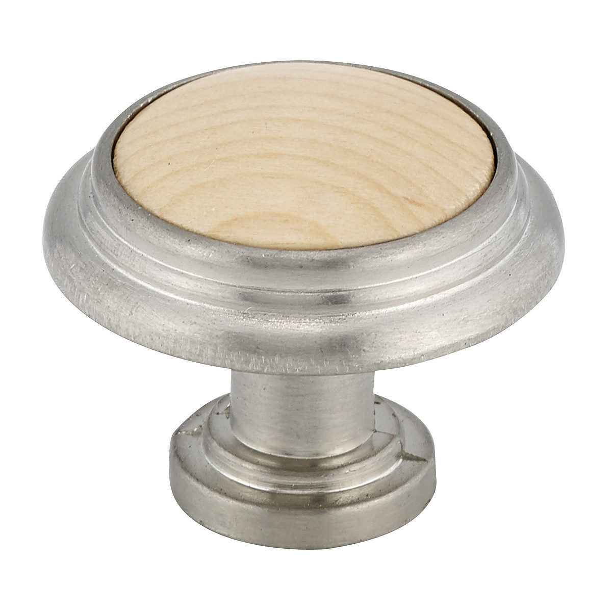 Richelieu BP420195151: 1-1/4" Cherbourg Cabinet Knob - Brushed Nickel/Maple
