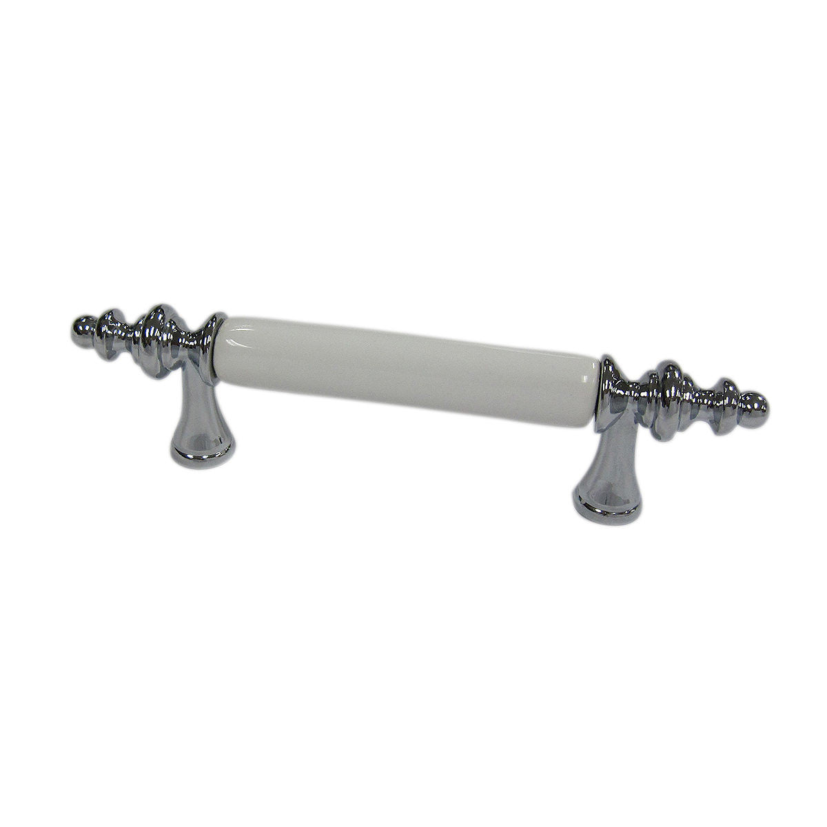 Richelieu BP452707614030: 3" cc Traditional Ceramic Cabinet Pull - Polished Chrome/White