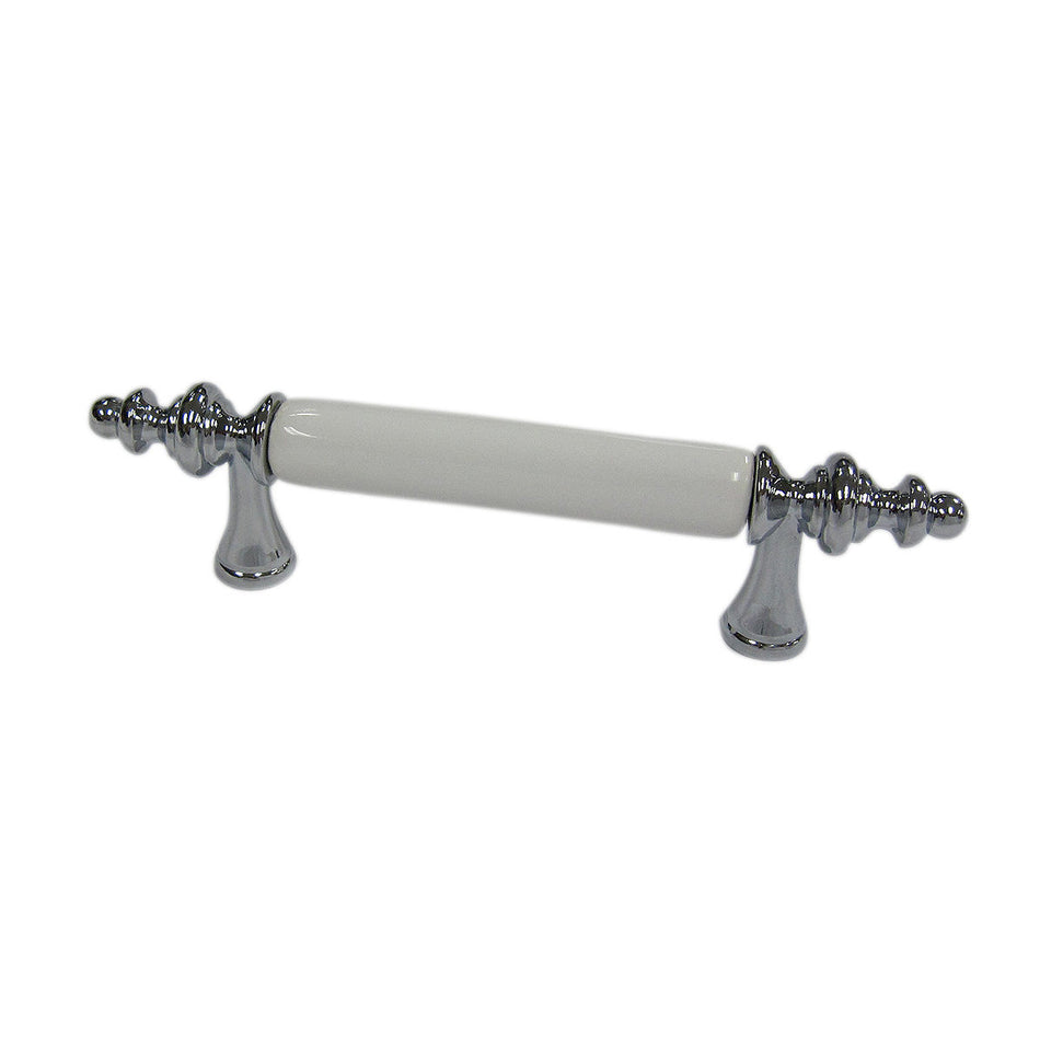 Richelieu BP452707614030: 3" cc Traditional Ceramic Cabinet Pull - Polished Chrome/White