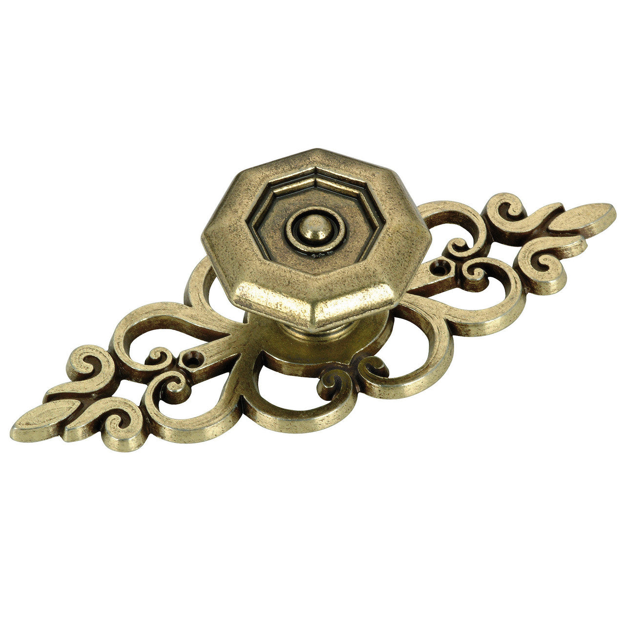 Richelieu BP46700AE: 1-3/8" Provence Cabinet Knob w/Backplate - Antique English