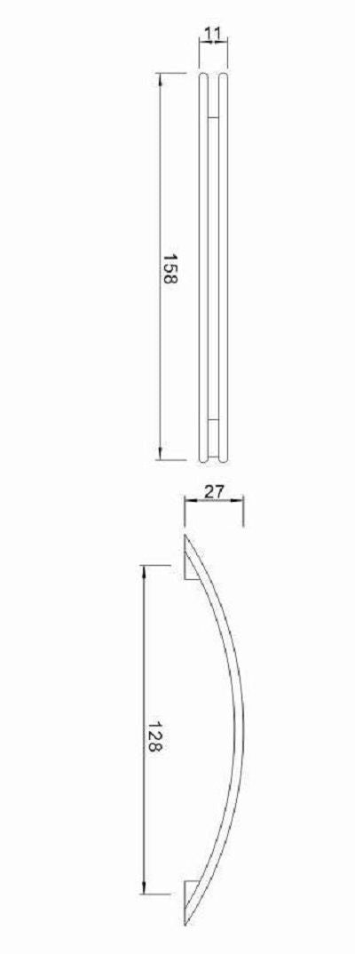 Richelieu BP56206128195: 128mm cc Valcourt Cabinet Pull - Brushed Nickel