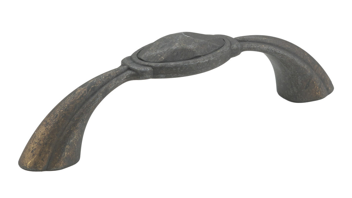 Richelieu BP61657496138: 96mm cc Art Deco Cabinet Pull - Spotted Bronze