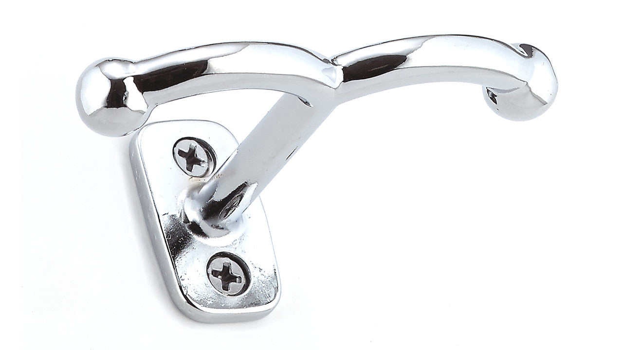 Richelieu BP6215140: 3-3/16" Utility Undermount Double Wall Hook - Polished Chrome