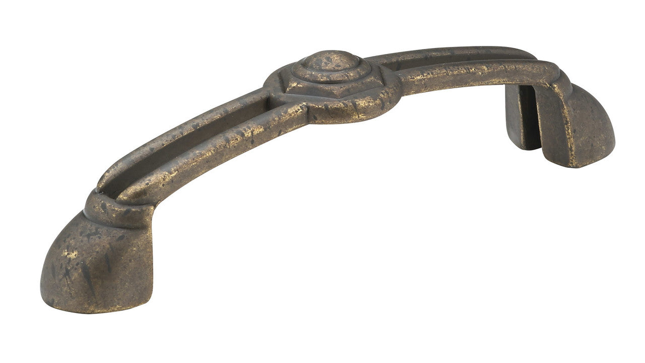 Richelieu BP63896138: 96mm cc Art Deco Cabinet Pull - Spotted Bronze