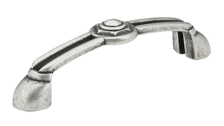 Richelieu BP63896139: 96mm cc Art Deco Cabinet Pull - Old Silver