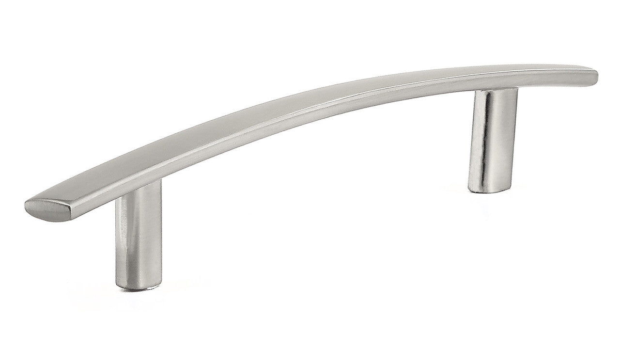 Richelieu BP6501195: 128mm cc Lyton Curved Bar Cabinet Pull - Brushed Nickel