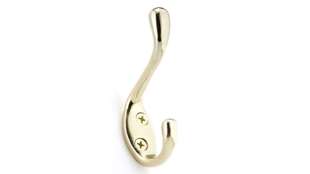 Richelieu BP6514130: 3-1/2" Utility Double Coat Hook - Polished Brass