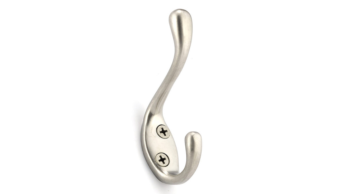 Richelieu BP6514184: 3-1/2" Utility Double Coat Hook - Matte Nickel