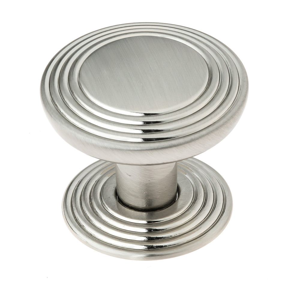 Richelieu BP707032195: 1-1/4" Marsala Cabinet Knob w/Detachable Backplate - Brushed Nickel
