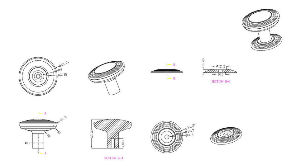 Richelieu BP707040195: 1-9/16" Marsala Cabinet Knob w/Detachable Backplate - Brushed Nickel