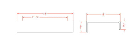 Richelieu BP710552195: 2" cc Inspiration Edge Cabinet Pull - Brushed Nickel