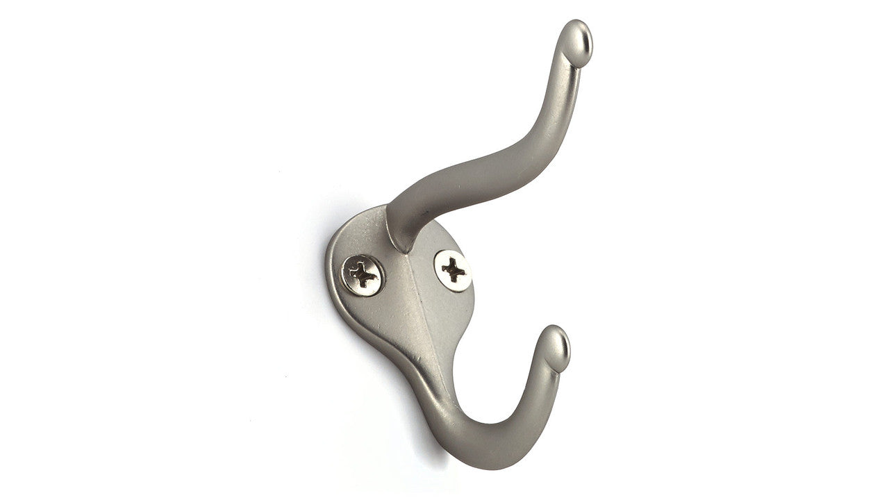 Richelieu BP74421184: 2" Utility Double Coat Hook (4-pack) - Matte Nickel