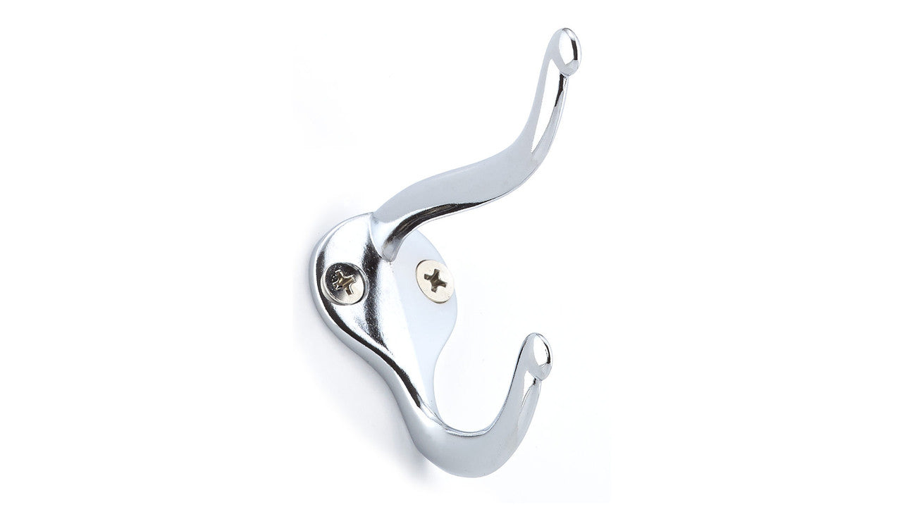 Richelieu BP74443140: 2" Utility Double Coat Hook (4-pack) - Polished Chrome