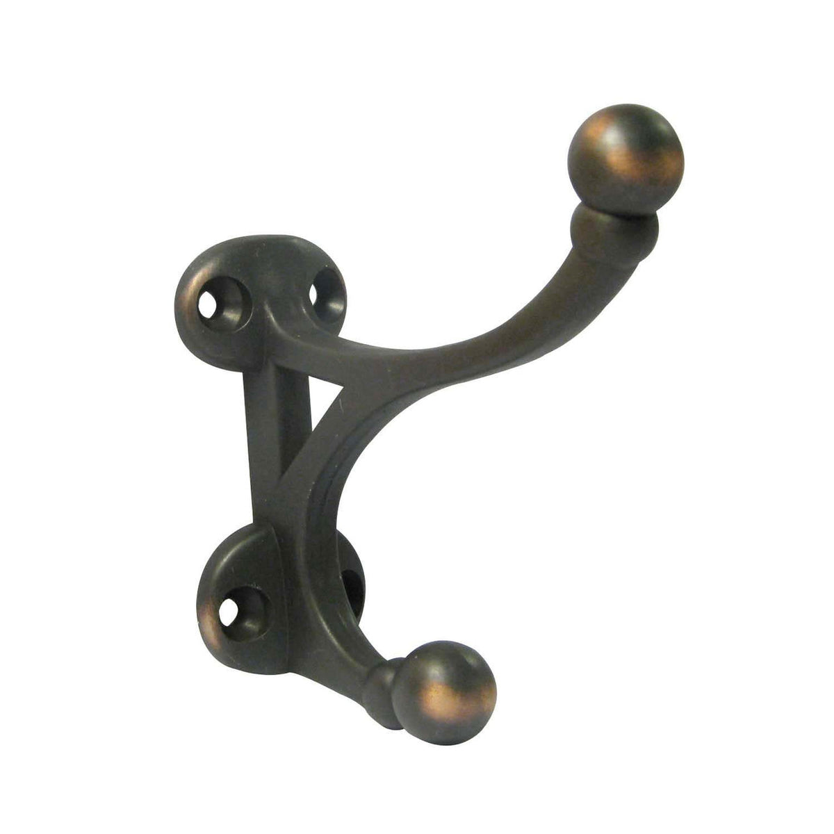 Richelieu BP76466ORB: 3-1/2" Classic Double Coat Hook w/Ball Tips - Oil Rubbed Bronze