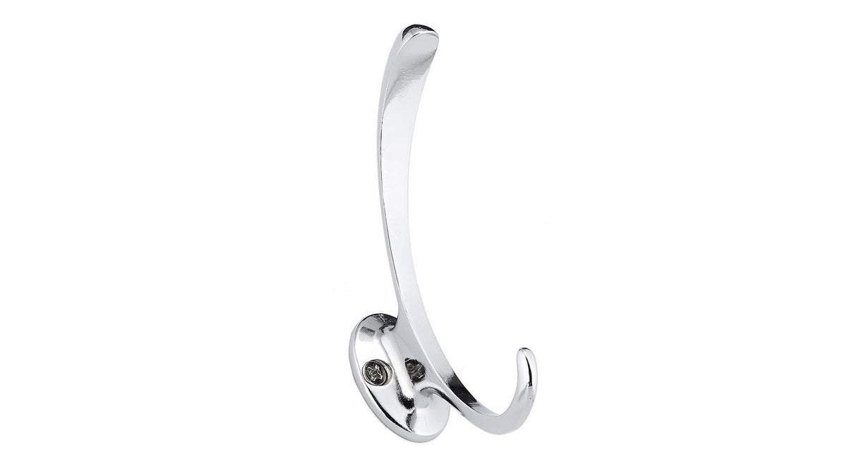 Richelieu BP76743140: 4-1/2" Contemporary Double Coat Hook - Polished Chrome