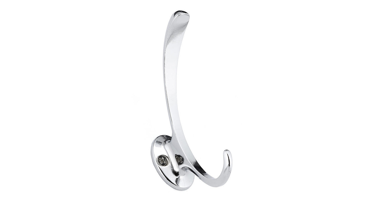 Richelieu BP76743140: 4-1/2" Contemporary Double Coat Hook - Polished Chrome
