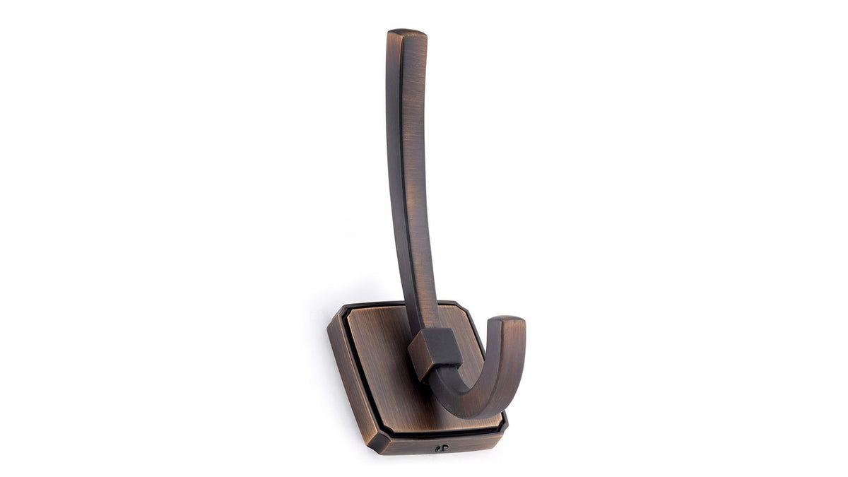 Richelieu BP7701BORB: 4-7/8" Transitional Double Coat Hook w/Ball Tips - Brushed Oil Rubbed Bronze