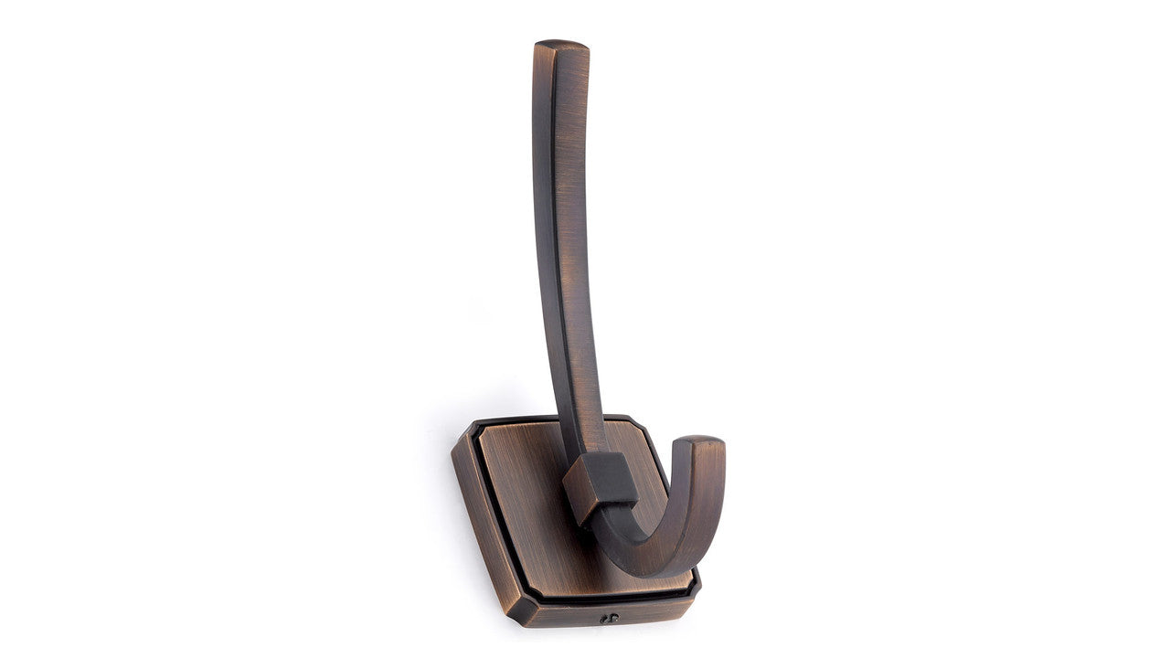 Richelieu BP7701BORB: 4-7/8" Transitional Double Coat Hook w/Ball Tips - Brushed Oil Rubbed Bronze